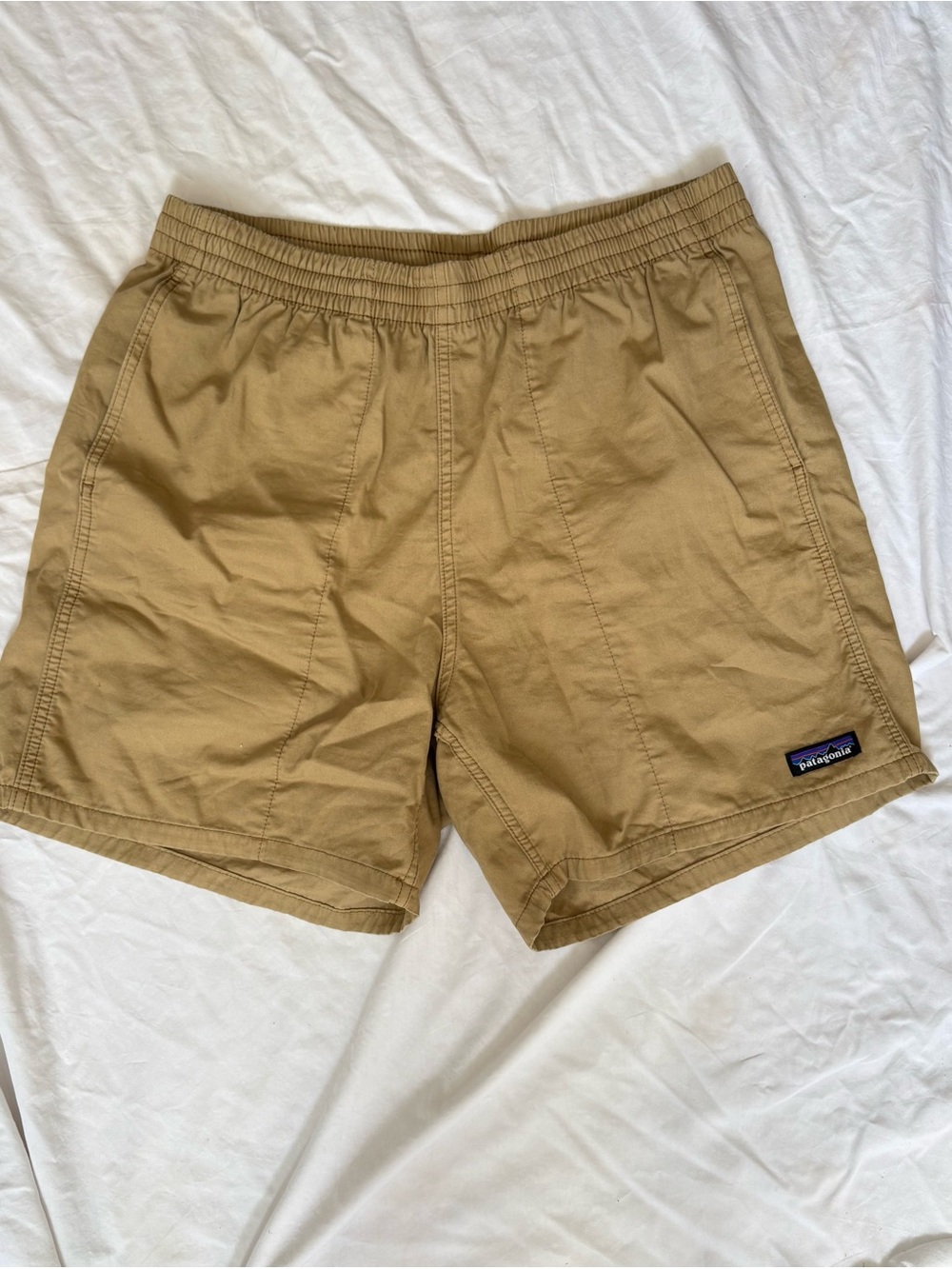 Patagonia Men's Tan Elastic-Waist Hybrid Shorts